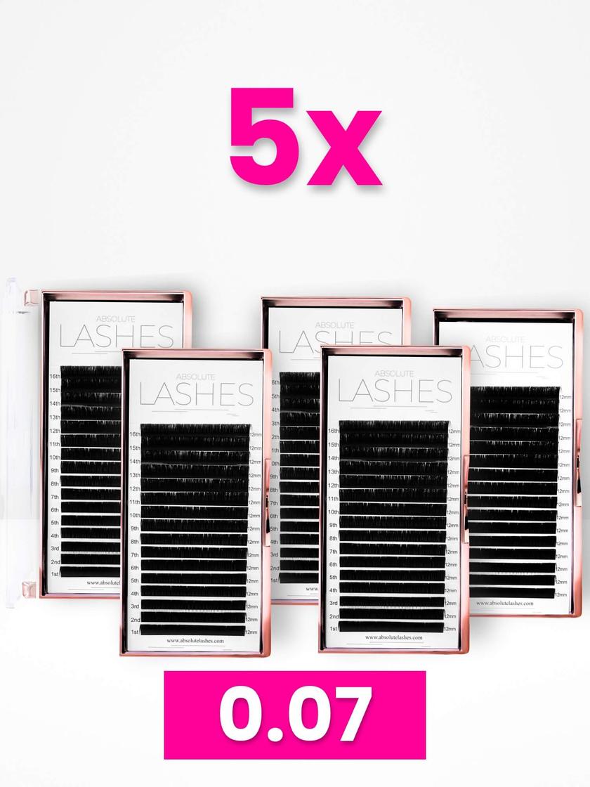 ABSOLUTE LASHES műszempilla 0.07 vastagság 5 db-os csomagajánlat